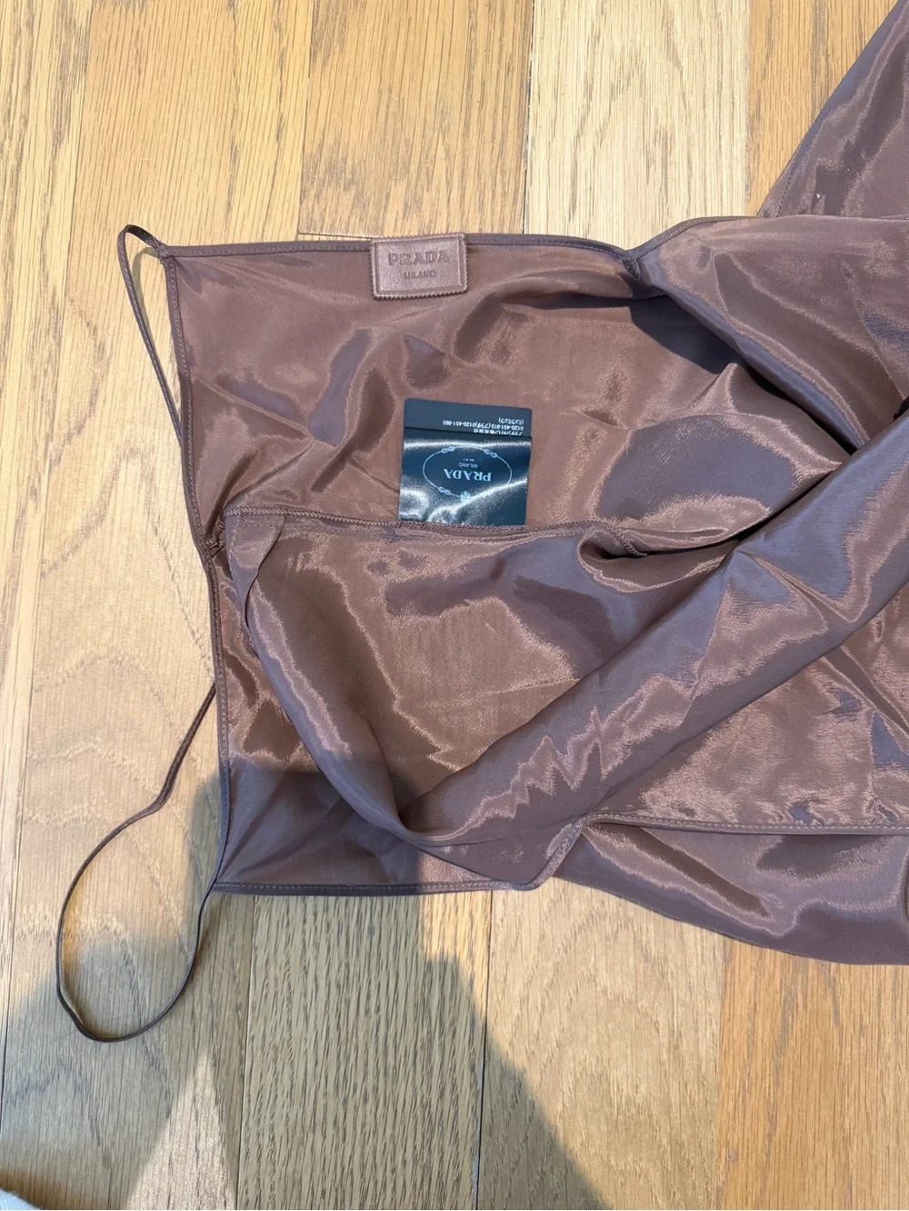 Prada Brown Satin Slip Dress with Spaghetti Straps - Picture 2 of 3